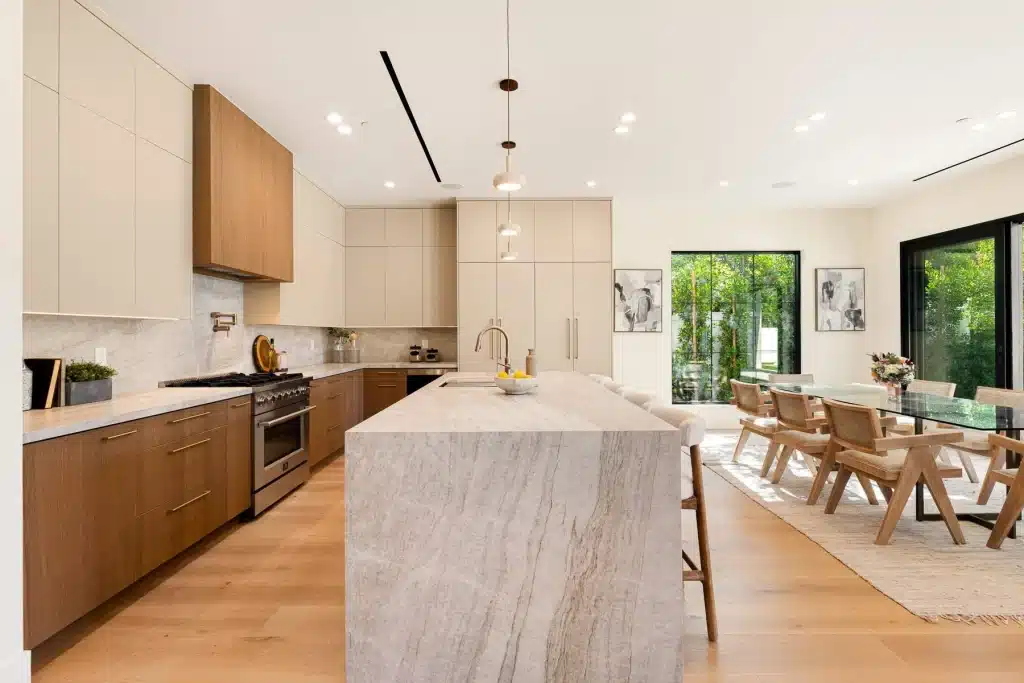 Contemporary kitchen with large island