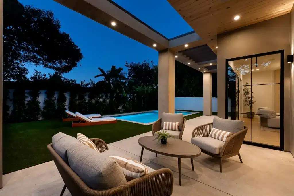 Covered patio with luxury outdoor seating