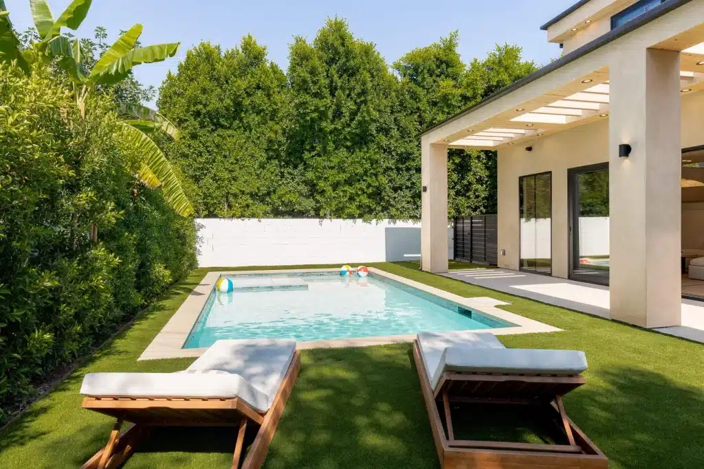 Modern two-story home with backyard pool