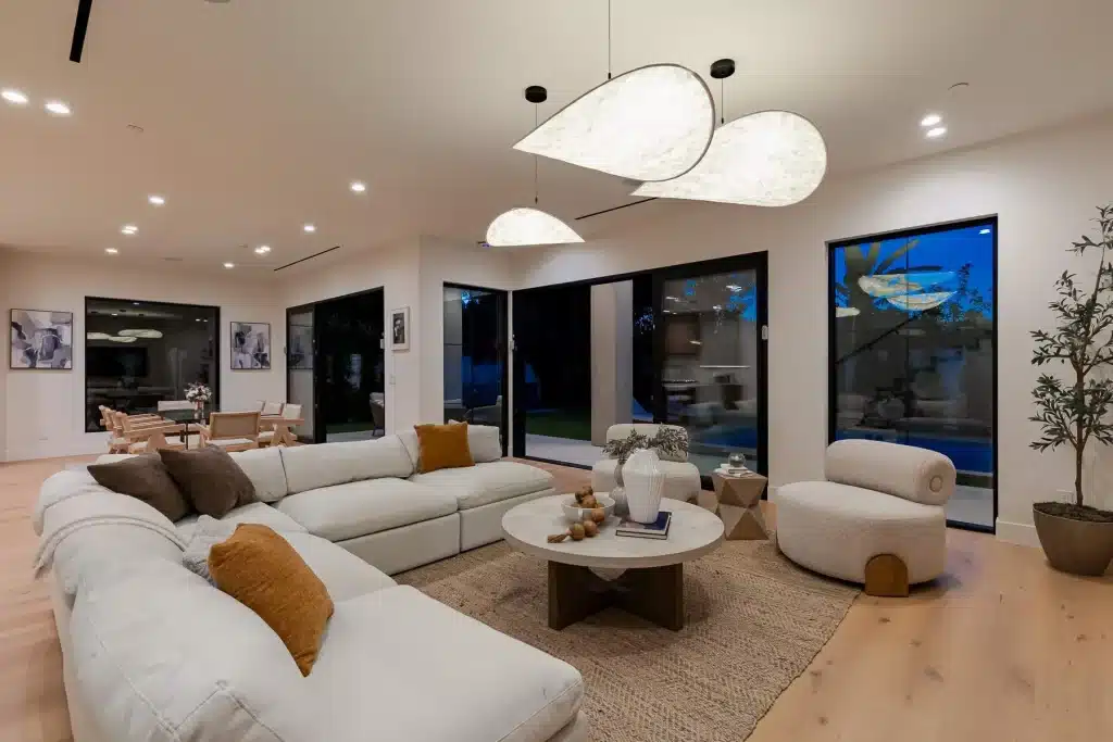 Luxury open concept living room interior