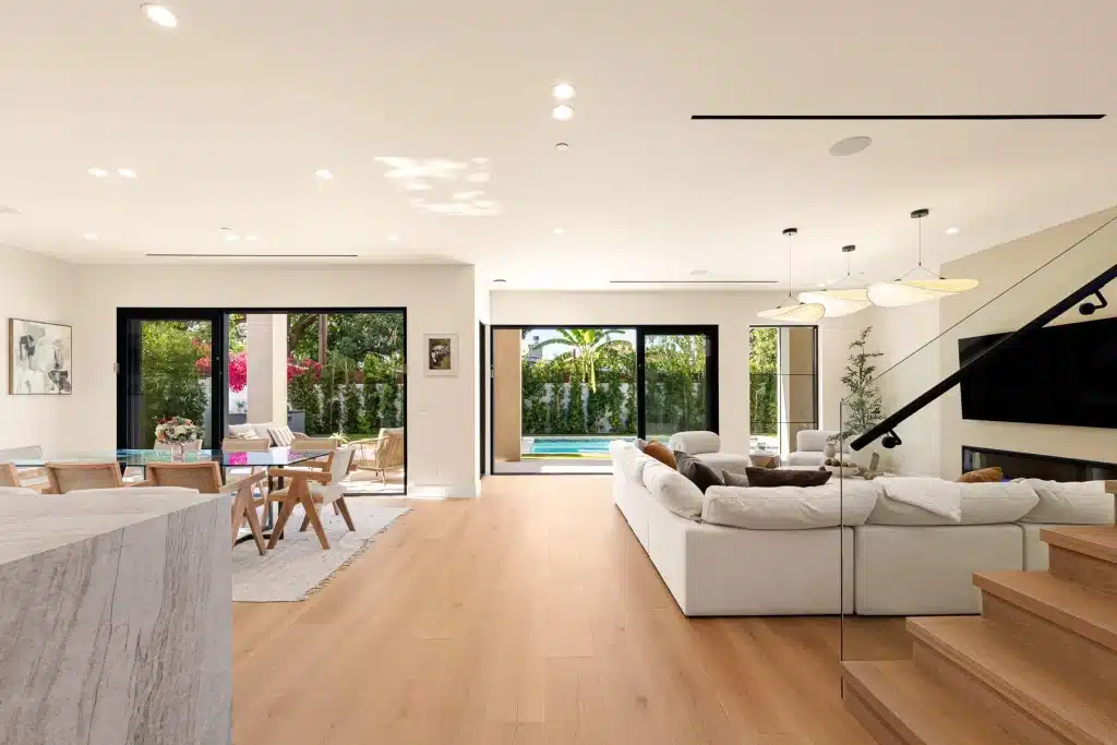 Modern open concept living room and kitchen